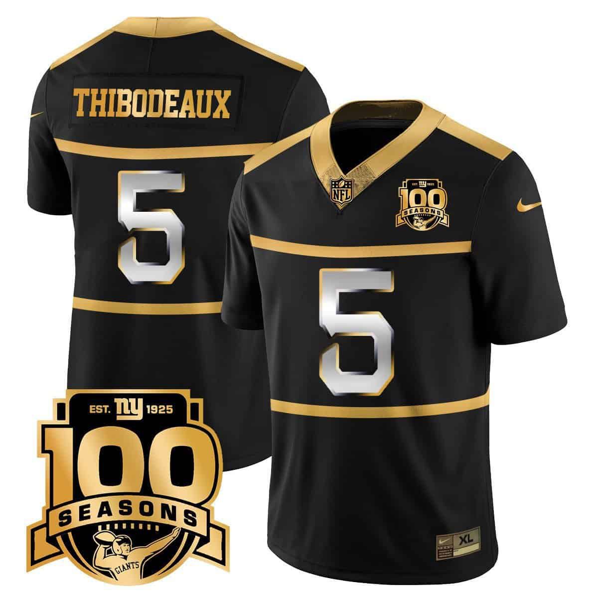 Men New York Giants #5 Thibodeaux 2024 Nike Black 100TH Season Commemorative Vapor NFL Jersey->indianapolis colts->NFL Jersey